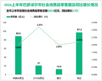 2024上半年巴彦淖尔市社会消费品零售总额109.8亿元，同比增长2.2%