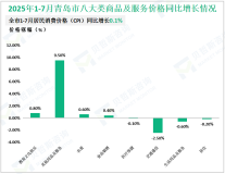 2025年1-7月份青岛市通过公共网络实现的商品零售额同比增长13.4%