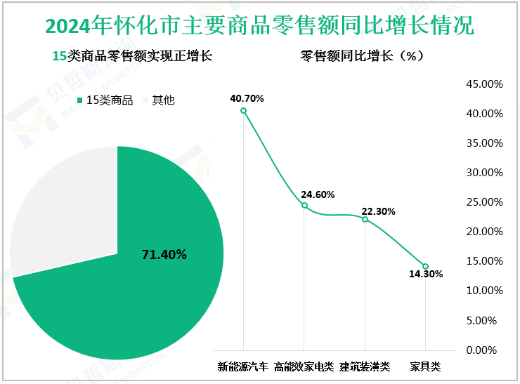 2024年怀化市主要商品零售额同比增长情况