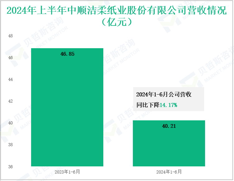 2024年上半年中顺洁柔纸业股份有限公司营收情况(亿元)