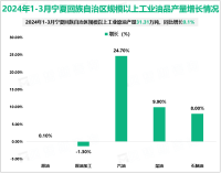 2024年1-3月宁夏回族自治区规模以上工业原煤产量2562.87万吨，同比增长8.9%