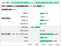 2024年1-8月景德镇市规模以上工业增加值同比增长6.1%，比1-7月提高0.9%