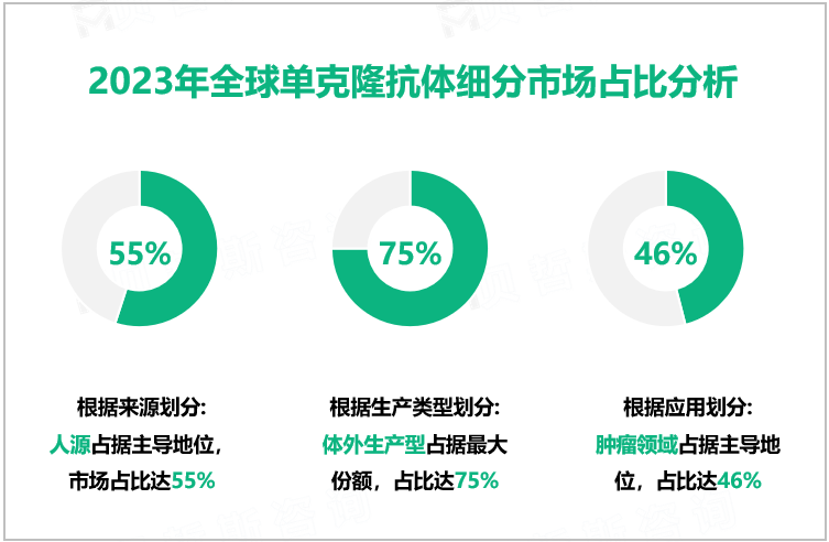 2023年全球单克隆抗体细分市场占比分析