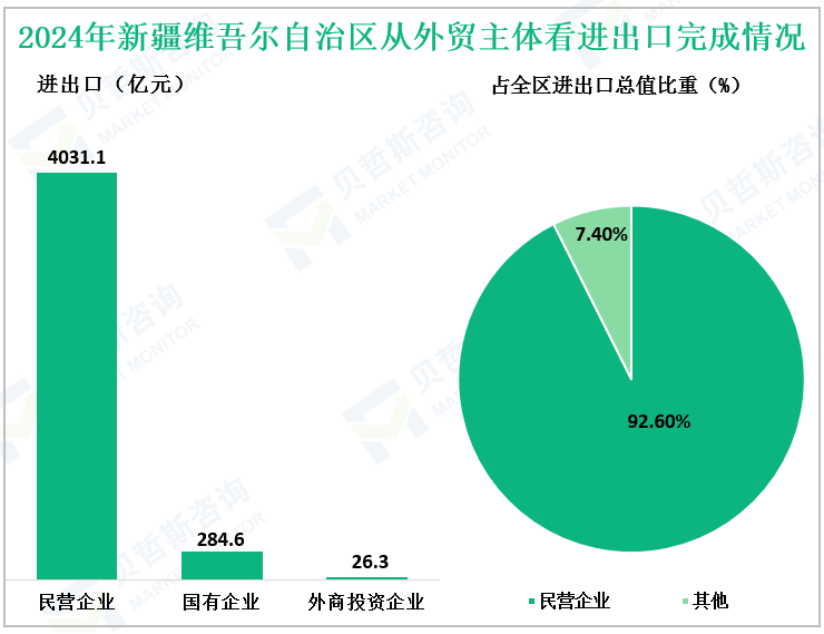2024年新疆维吾尔自治区从外贸主体看进出口完成情况