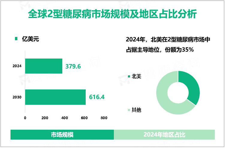 全球2型糖尿病市场规模及地区占比分析